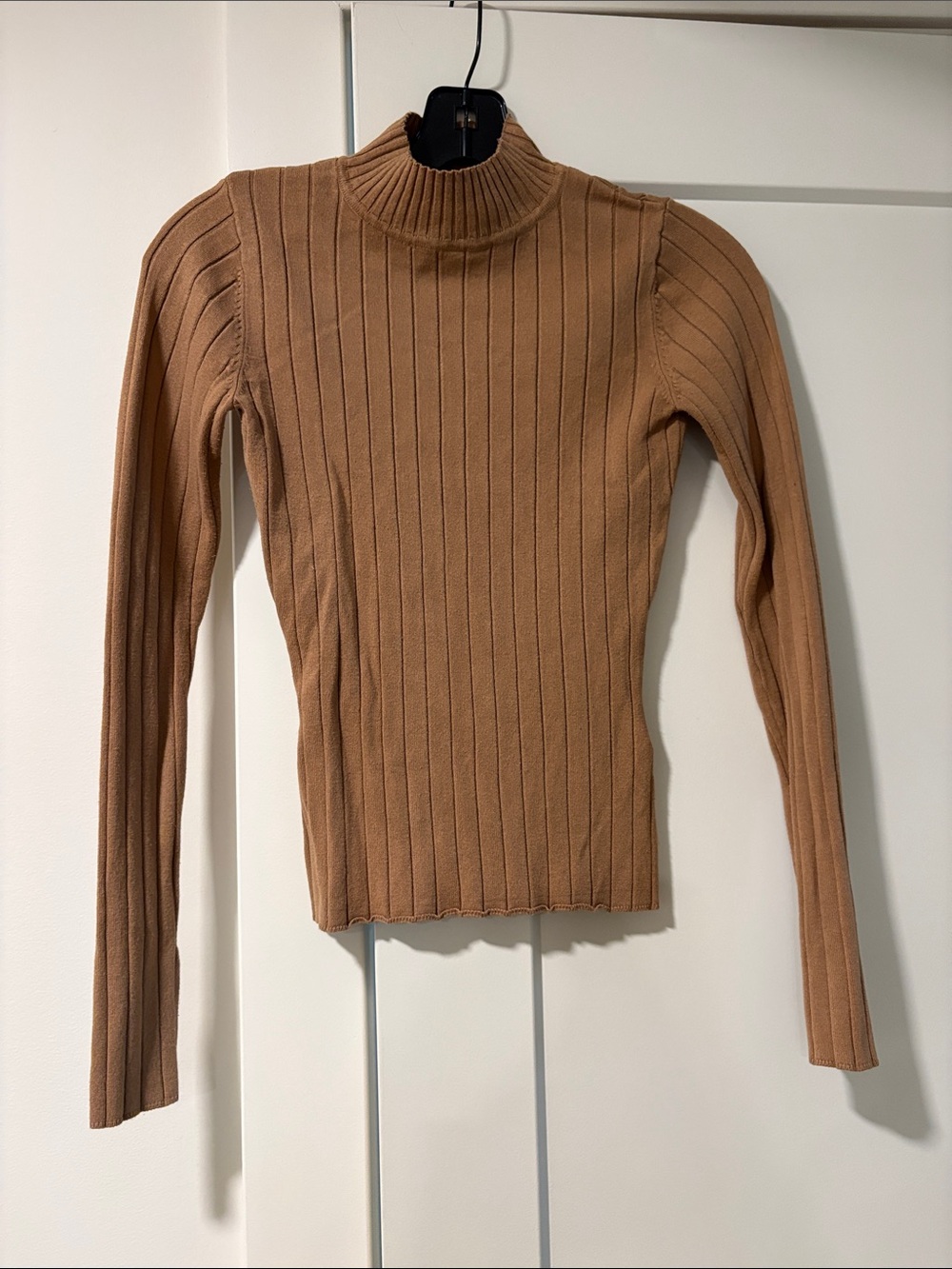 H&M Ribbed Mock Neck Sweater - Camel Brown